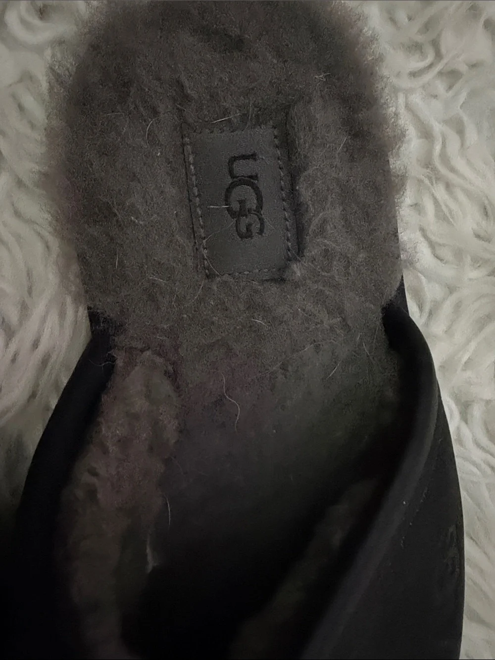 UGG Black Suede Slip-On Shearling Mules
